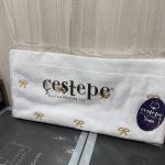 Рушник Cestepe для обличчя білий з рожевими сердечками, губами та бантиками, 50x90 см