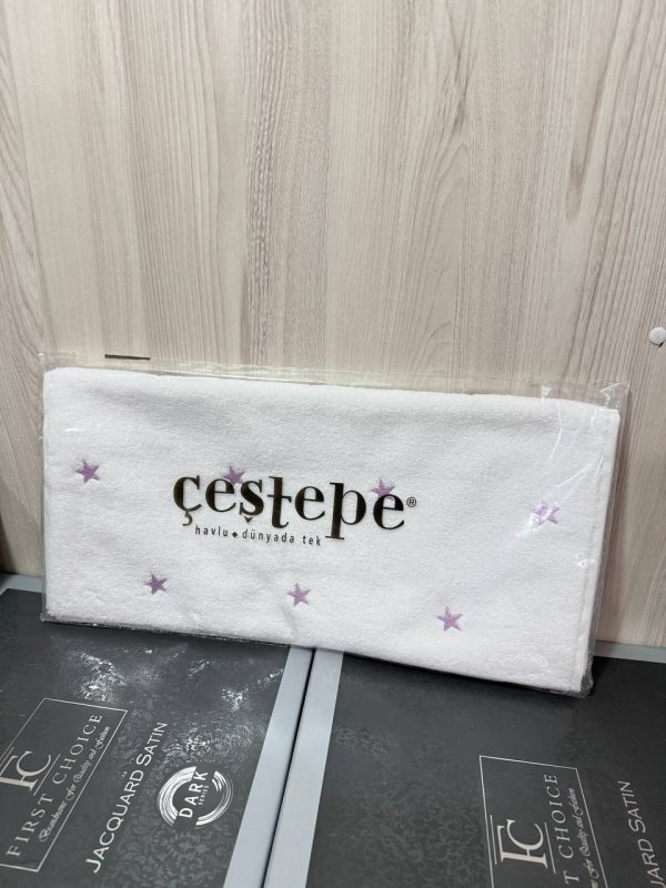 Рушник Cestepe для обличчя білий з рожевими сердечками, губами та бантиками, 50x90 см