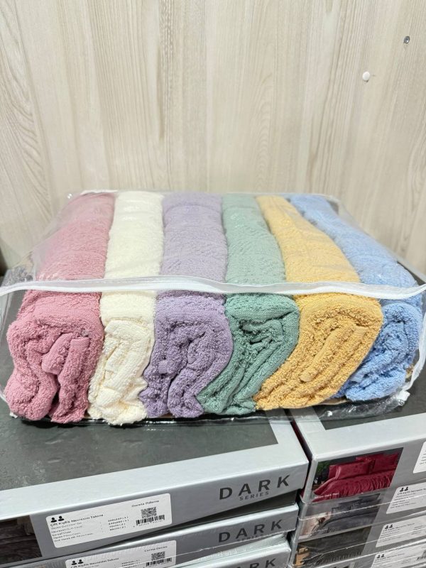 Набір рушників Febo VIP Cotton 70×140 см, 6 штук, махрові, з візерунком, Туреччина