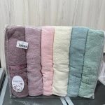 Банний рушник Cestepe 80x150 см, щільність 850 г/м², рожевий і кремовий колір, Туреччина