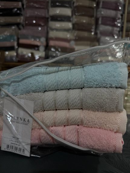 набір рушників Volenka ASSOS, махрові рушники для обличчя, рушники 50×90, рушники в упаковці, подарунковий набір рушників, рушники для дому, якісні махрові рушники, комплект рушників 4 шт, рушники Volenka купити, м’які рушники