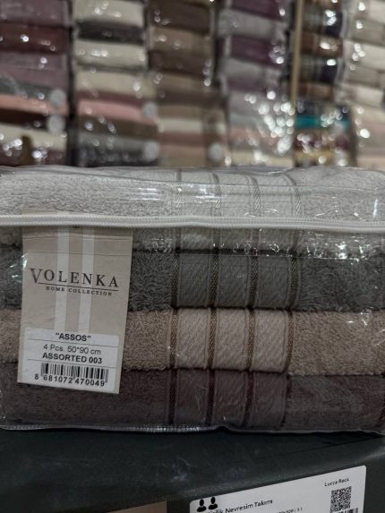 набір рушників Volenka ASSOS, махрові рушники для обличчя, рушники 50×90, рушники в упаковці, подарунковий набір рушників, рушники для дому, якісні махрові рушники, комплект рушників 4 шт, рушники Volenka купити, м’які рушники