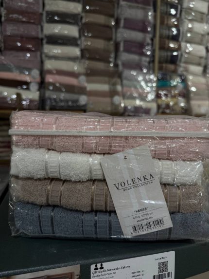 набір рушників Volenka ASSOS, махрові рушники для обличчя, рушники 50×90, рушники в упаковці, подарунковий набір рушників, рушники для дому, якісні махрові рушники, комплект рушників 4 шт, рушники Volenka купити, м’які рушники