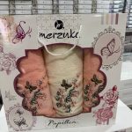 Набір махрових рушників Merzuka з вишивкою в подарунковій коробці, 3 шт