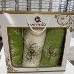 Набір махрових рушників Merzuka з вишивкою в подарунковій коробці, 3 шт