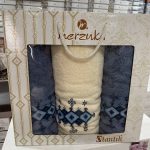Набір махрових рушників Merzuka з вишивкою в подарунковій коробці, 3 шт