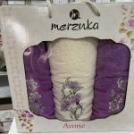 Набір махрових рушників Merzuka з вишивкою в подарунковій коробці, 3 шт