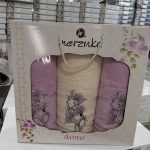 Набір махрових рушників Merzuka з вишивкою в подарунковій коробці, 3 шт
