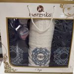 Набір махрових рушників Merzuka з вишивкою в подарунковій коробці, 3 шт