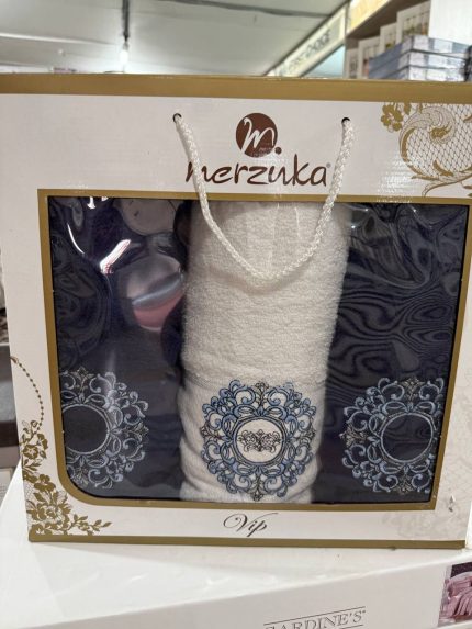 Набір махрових рушників Merzuka з вишивкою в подарунковій коробці, 3 шт