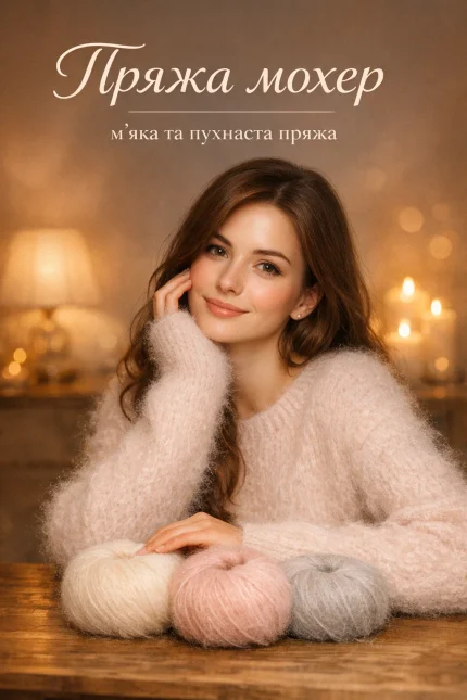 пряжа мохер пухнаста для светрів і кардиганів