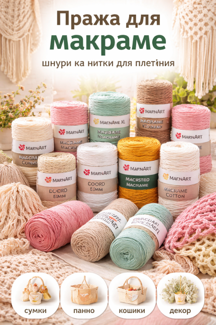 пряжа для макраме шнур 3 мм 5 мм 9 мм
