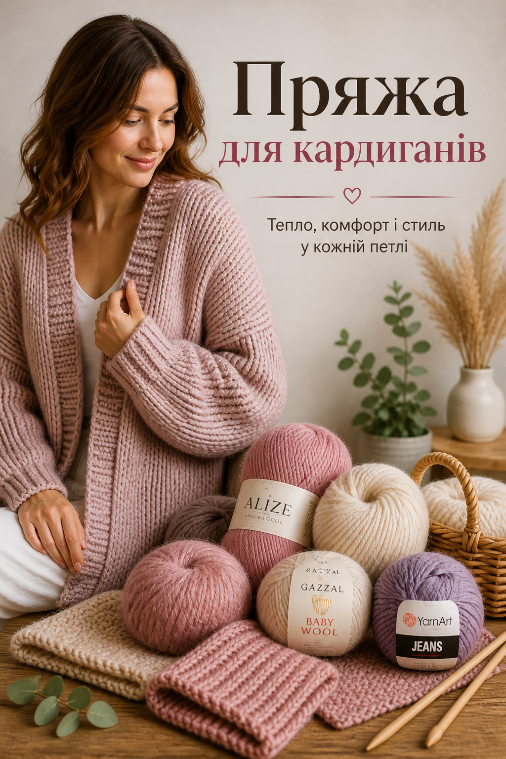 Пряжа для кардиганів – м’яка тепла пряжа для в’язання стильних кардиганів