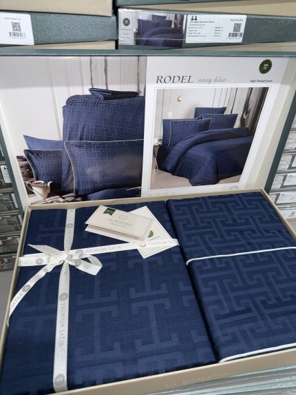 Сатиновий комплект постільної білизни La Romano Rodel Navy Blue Євро