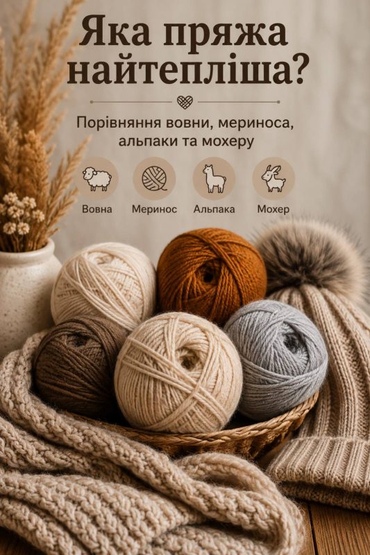 Яка пряжа найтепліша – порівняння вовни, мериноса, альпаки та мохеру